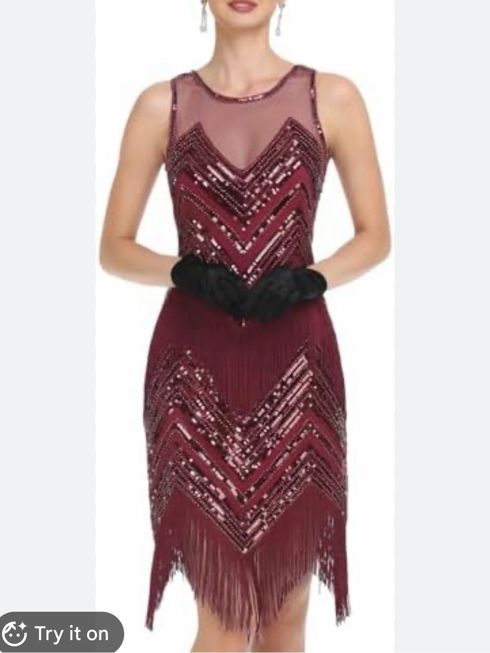 Pretty guide Elegant Burgundy Beaded Fringe Sheath Dress